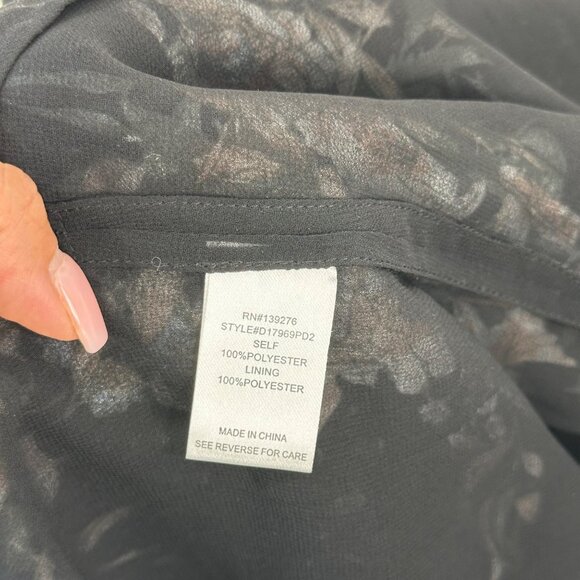 Daniel Rainn Black Floral Long-Sleeve V-Neck Tunic Blouse Women Size XL Pullover - Picture 15 of 15